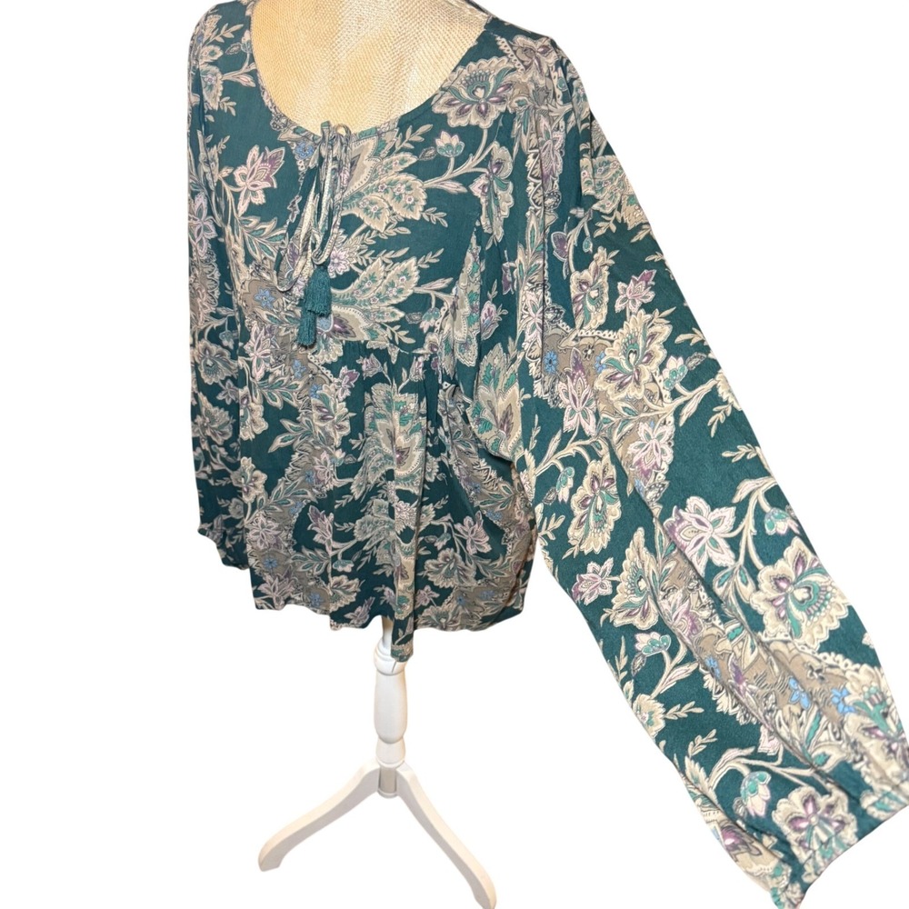 Denim & Supply Ralph Lauren Floral Paisley Tassel Peasant Blouse Boho Hippie M - Picture 8 of 9
